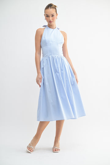 Powder Blue Halter Midi Dress