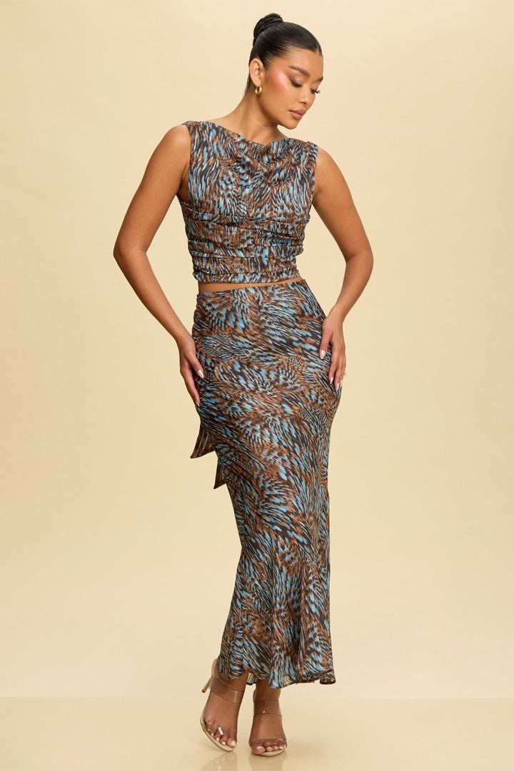 Elegant Two-Piece Printed Maxi Set