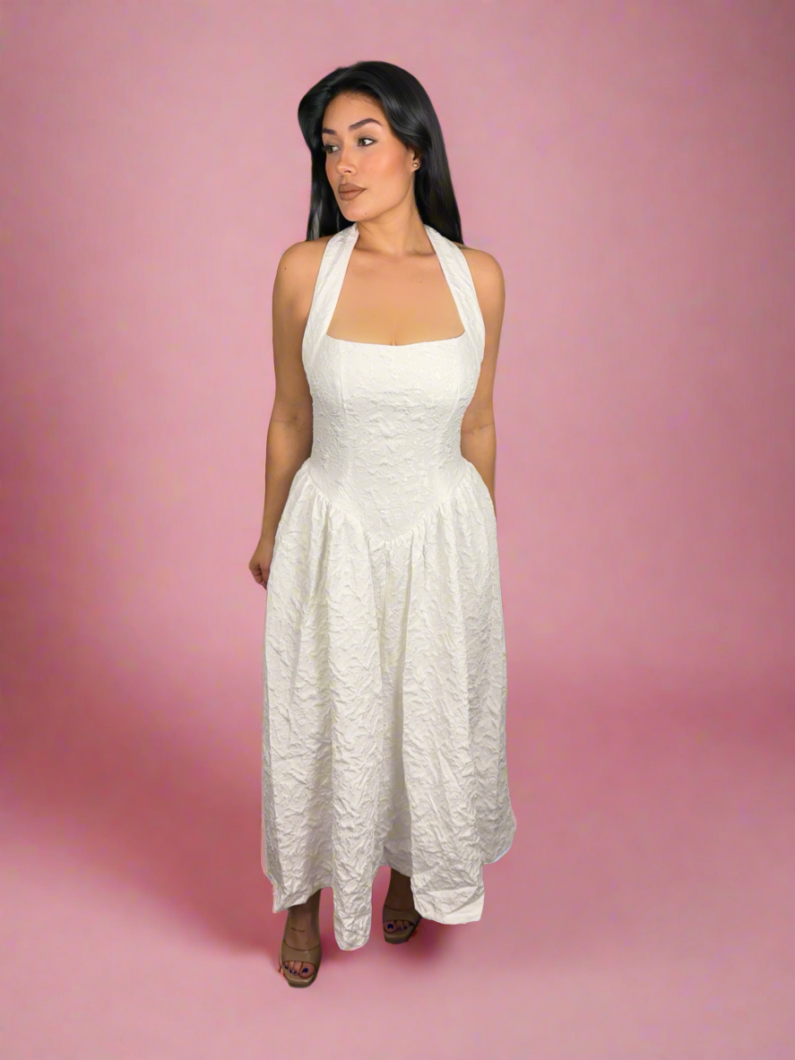 Crimson Bloom Midi Dress