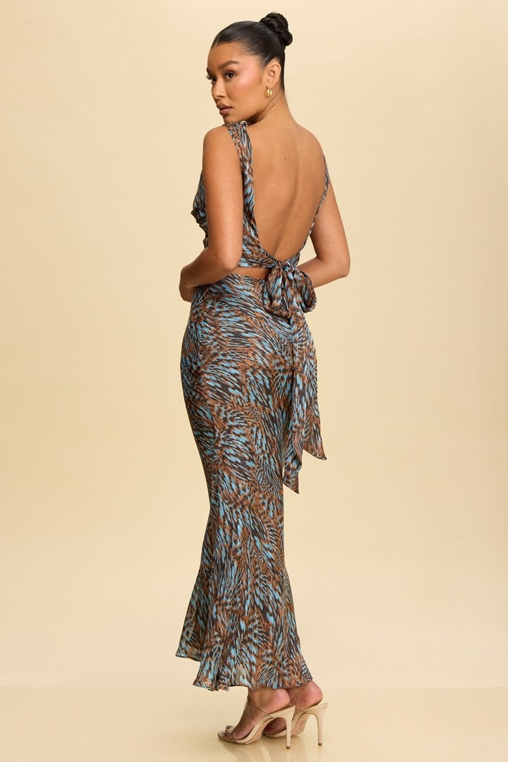 Elegant Two-Piece Printed Maxi Set